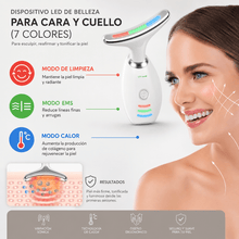 Cargar imagen en el visor de la galería, Masajeador de cara, cuello y papada con vibración y LED - Beautycel
